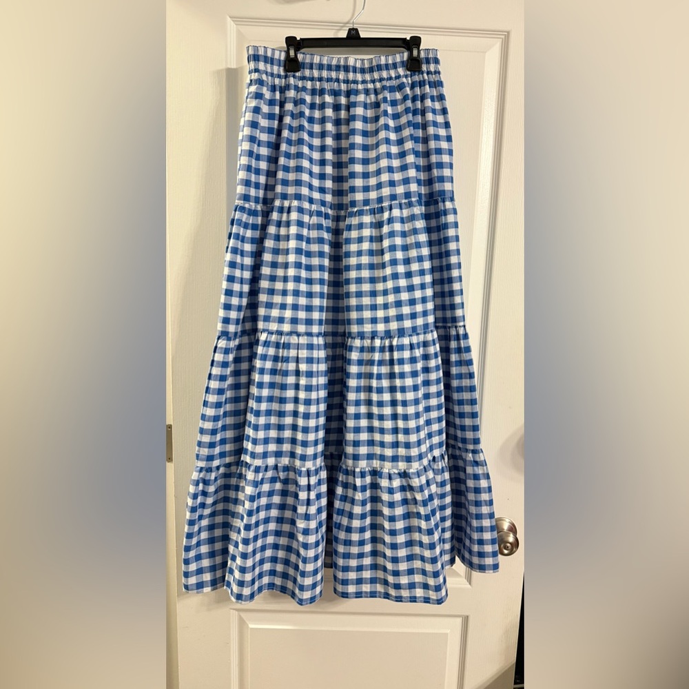 Blue Gingham Maxi Skirt